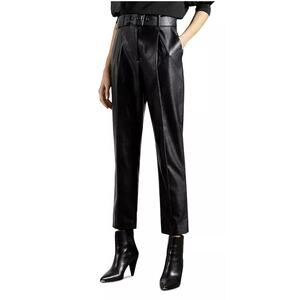 Ted Baker Women's Faydell Black Faux Leather Belted High Rise Pant, Size 6, NWT